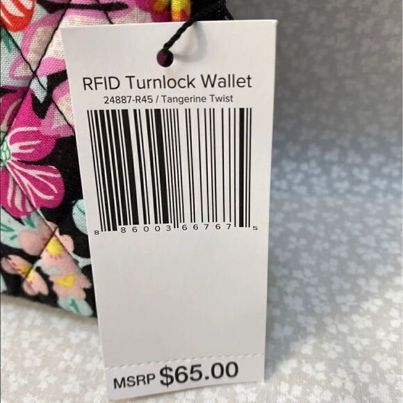 Vera Bradley RFID Turnlock Wallet in Signature Cotton - Tangerine Twist - Picture 6 of 6